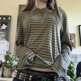 BXOXO Y2k Teen Striped Long Sleeve T-Shirts Fairy Grunge Print Baggy Tops Vintage Harajuku 2000s E-Girl Shirts Vintage Streetwear